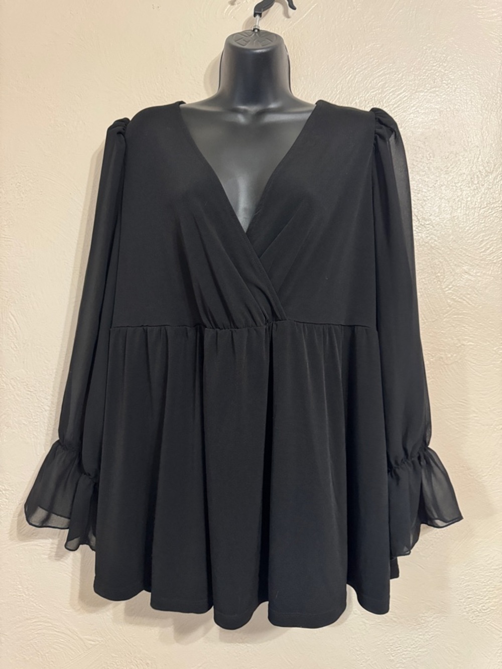 torrid Black Surplice Babydoll V-Neck Top